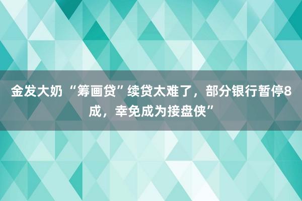金发大奶 “筹画贷”续贷太难了，部分银行暂停8成，幸免成为接盘侠”