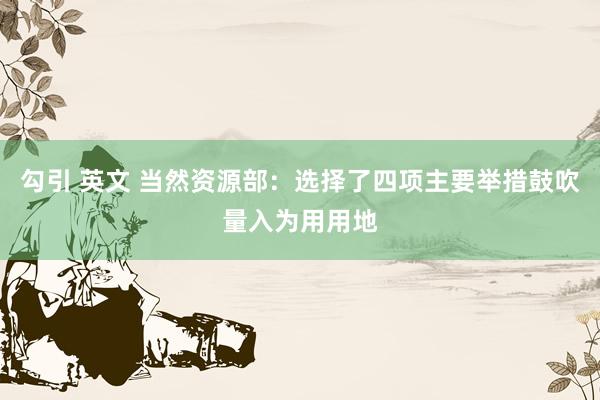 勾引 英文 当然资源部：选择了四项主要举措鼓吹量入为用用地