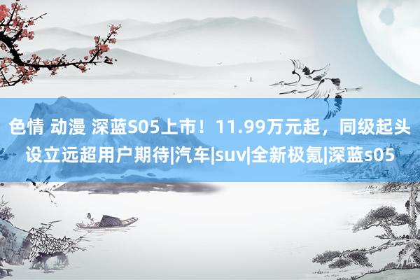 色情 动漫 深蓝S05上市！11.99万元起，同级起头设立远超用户期待|汽车|suv|全新极氪|深蓝s05