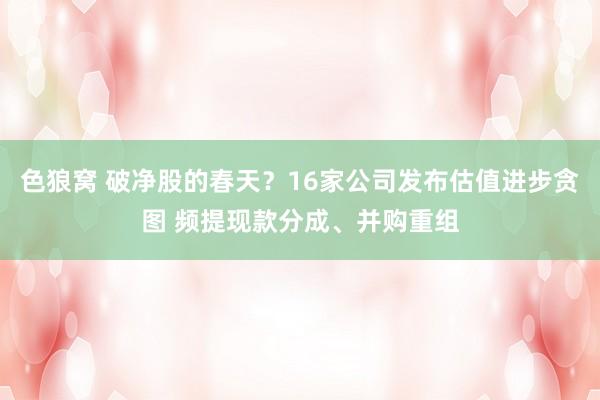 色狼窝 破净股的春天？16家公司发布估值进步贪图 频提现款分成、并购重组